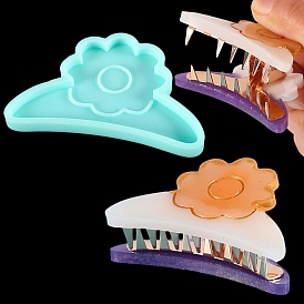 Pinza de pelo de garra cabujón moldes de silicona, moldes de resina, para resina uv, fabricación de joyas de resina epoxi, flor