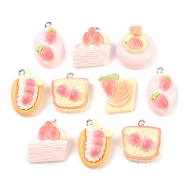 Подвески из непрозрачной смолы с имитацией еды в виде клубники, с железной платиной петлей, разнообразные