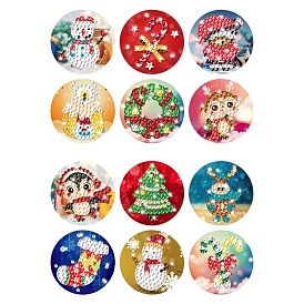 DIY Christmas Theme Diamond Painting Gift Seal Sticker Kits, including Self Adhesive Sticker and Resin Rhinestones