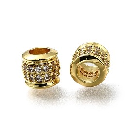 Латунь микропаве прозрачный кубический цирконий европейский бисер, бусины с большим отверстием, колонка, долговечный, стойки покрытие, без свинца и без кадмия