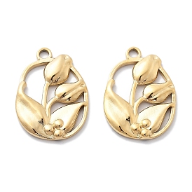 Вакуумное покрытие pvd 304 подвески из нержавеющей стали, овал с цветочной подвеской