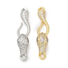 Застежки с S-образным крючком из латуни с микропейвом и прозрачным фианитом, без кадмия и без свинца, долговечный, стойки покрытие, змея