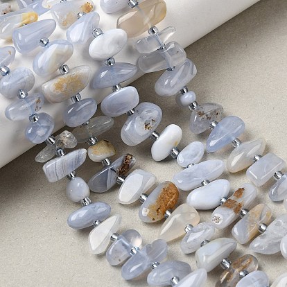 Натуральный голубой кружевной агат бисер нитей, самородки, с бисером