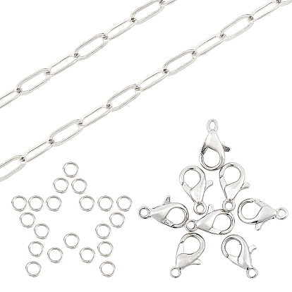 Наборы для самостоятельного изготовления украшений из цепочки-скрепки, в том числе 5 латунные цепочки со скрепками, застежка из когтя и лобстера из цинкового сплава