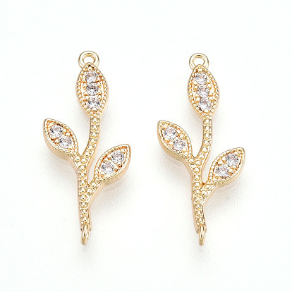 Шармы-соединители из латуни с микропаве из прозрачного кубического циркония, без кадмия, без никеля и без свинца, лист