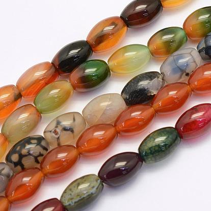 Natural Agate Beads Strands, Dyed & Heated, Oval
