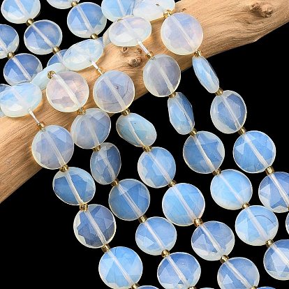 Opalite бисер пряди, граненый шестиугольный разрез, плоско-круглые, с бисером