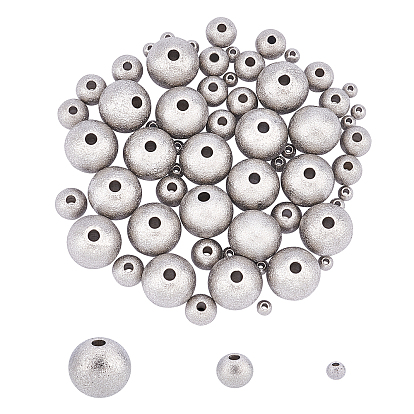 304 perles d'acier inoxydable texturées, ronde