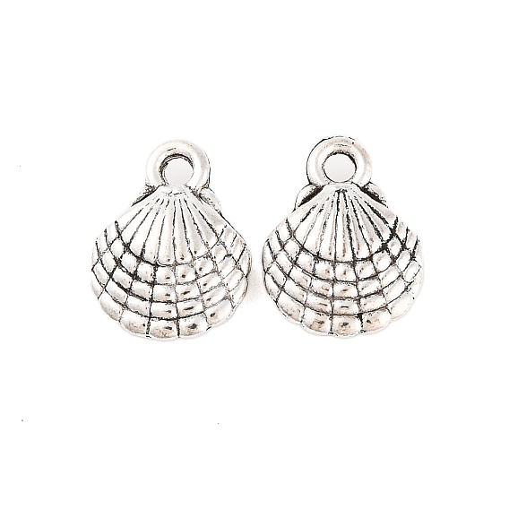 Tibetan Style Alloy Charms, Cadmium Free & Lead Free, Shell, 13x10x3.5mm, Hole: 2mm, about 934pcs/1000g