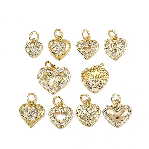 Латунные микро проложить кубического циркония подвески, сердце прелести, с целью перехода в кольце