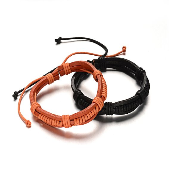 Adjustable Leather Cord Bracelets, 56mm, 13x9mm