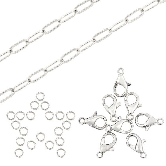 Наборы для самостоятельного изготовления украшений из цепочки-скрепки, в том числе 5 латунные цепочки со скрепками, застежка из когтя и лобстера из цинкового сплава