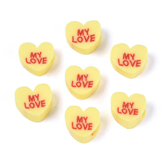 Бусины из полимерной глины , сердце и слово