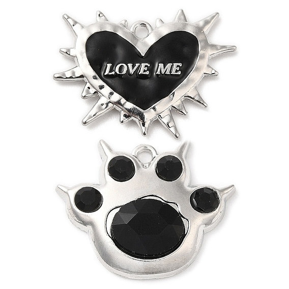 Подвески из эмали и сплава, платина, шарма сердца