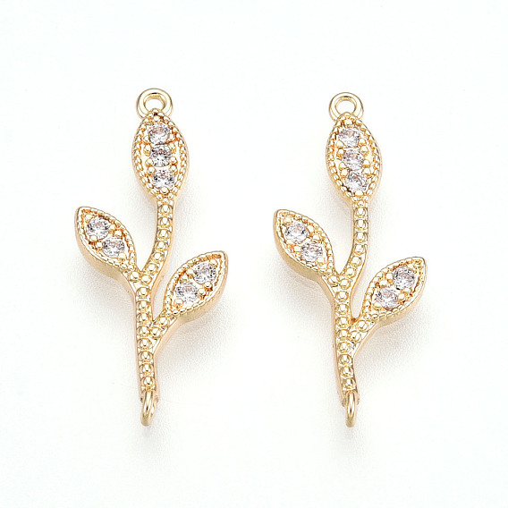 Шармы-соединители из латуни с микропаве из прозрачного кубического циркония, без кадмия, без никеля и без свинца, лист