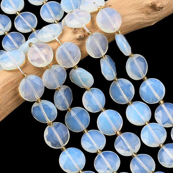 Opalite бисер пряди, граненый шестиугольный разрез, плоско-круглые, с бисером