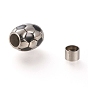 304 Stainless Steel Magnetic Clasps with Glue-in Ends, with Enamel, Oval, Football