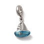 304 Stainless Steel Enamel European Dangle Charms, Large Hole Pendants with Crystal Rhinestone, Sailboat
