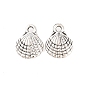 Tibetan Style Alloy Charms, Cadmium Free & Lead Free, Shell, 13x10x3.5mm, Hole: 2mm, about 934pcs/1000g