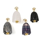 Natural Mixed Gemastone Pendants, Flower Charms