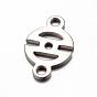 201 Stainless Steel Links/Connectorss, Flat Round, 12x19x1mm, Hole: 2mm