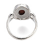 Natural Mixed Gemstone Oval Finger Rings, Platinum Plated Alloy Jewelry for Women
