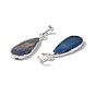 Natural Kyanite Pendants, Teardrop Charms, with Silver Plated Brass Findings, Cadmium Free & Lead Free
