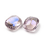 Crackle Moonlight Style Glass Rhinestone Cabochons, Pointed Back, Rectangle
