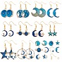 Sunnyclue DIY Ohrring Makings, Legierung mit Emaille-Anhänger, Ohrringhaken aus Messing und eiserner Biegering, Mondstern, golden