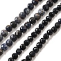 Бусины из натурального черного сапфира, граненые, круглые