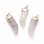 Natural Agate Big Pendants, with Brass Findings, Scabbard, Golden