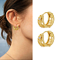 1 Pair Brass Micro Pave Clear Cubic Zirconia Hoop Earrings