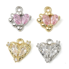 Латунные микро проложить кубического циркония подвески, без кадмия, без никеля и без свинца, сердце