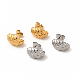 316 Stainless Steel Shell Shape Stud Earrings for Women