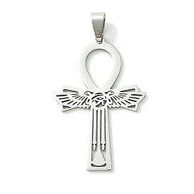 201 Stainless Steel Pendants, Ankh Cross with Wing Charm