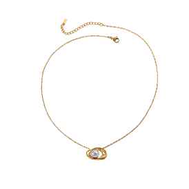 304 ожерелья нержавеющей стали, ионное покрытие (ip), овальные, с жемчугом из раковины 