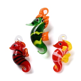 Handmade Lampwork Pendants, Sea Horse Charms