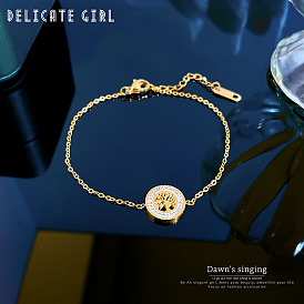 Bracelet chaîne arbre de vie rond vintage pour femme – unique et élégant.