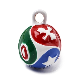 Alloy Enamel Pendants, Football with Star Cross Pattern Charms