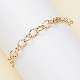 Латунные кубинские звенья цепей и браслеты-цепочки для женщин, с 304 из нержавеющей стали тумблеров застежками