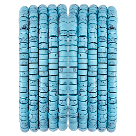 2 нити окрашенные синтетические бирюзовые бусины нити, Плоский круглый / диск, матовые, Heishi бусы