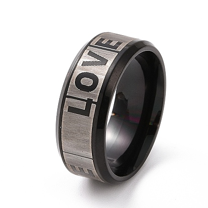 201 bague en acier inoxydable avec mot d'amour pour la Saint-Valentin