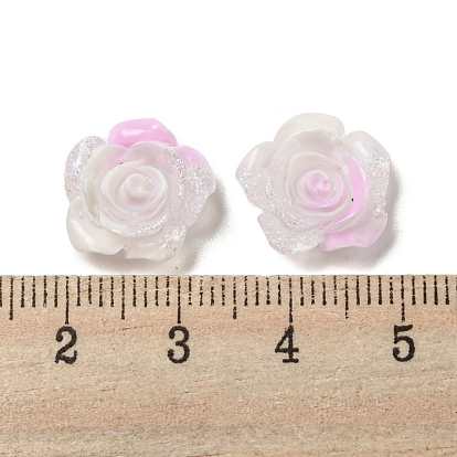 Luminous Transparent Resin Decoden Cabochons, Glow in the Dark Flower with Glitter Powder