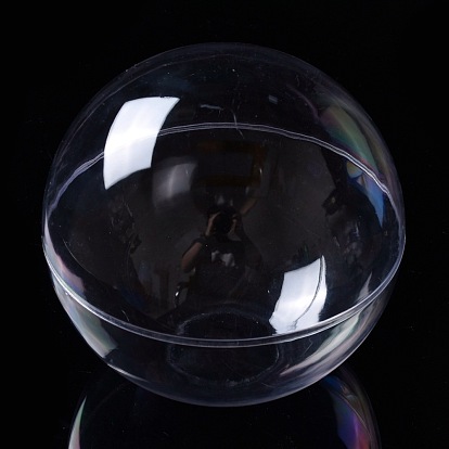 Transparent Plastic Bead Storage Containers, Fillable Plastic Bauble Christmas Ornament, Round