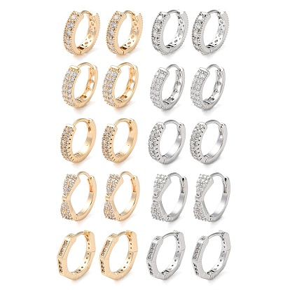 Латунные серьги-кольца из прозрачного кубического циркония