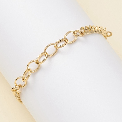 Латунные кубинские звенья цепей и браслеты-цепочки для женщин, с 304 из нержавеющей стали тумблеров застежками