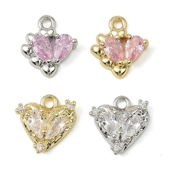 Латунные микро проложить кубического циркония подвески, без кадмия, без никеля и без свинца, сердце