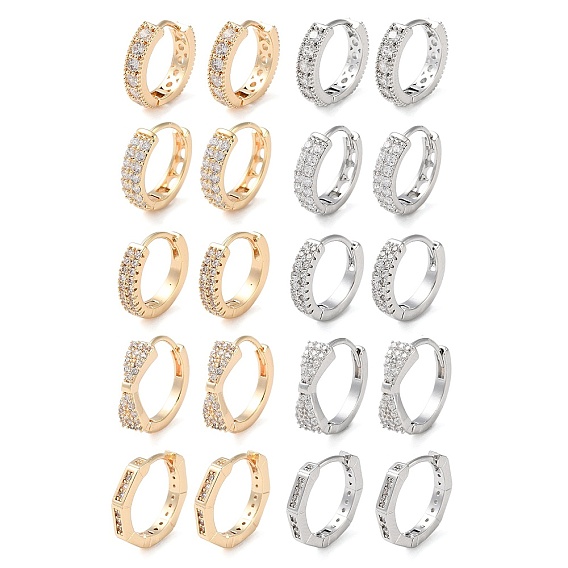 Латунные серьги-кольца из прозрачного кубического циркония