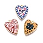 Printed Alloy Pendants, Rack Plating, Heart Charms, Cadmium Free & Nickel Free & Lead Free, Golden