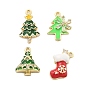 Рождественские тематические латунные подвески с микропаве и кубическим цирконием, с эмалью, без свинца и без кадмия, долговечный, реальный 18 k позолоченный